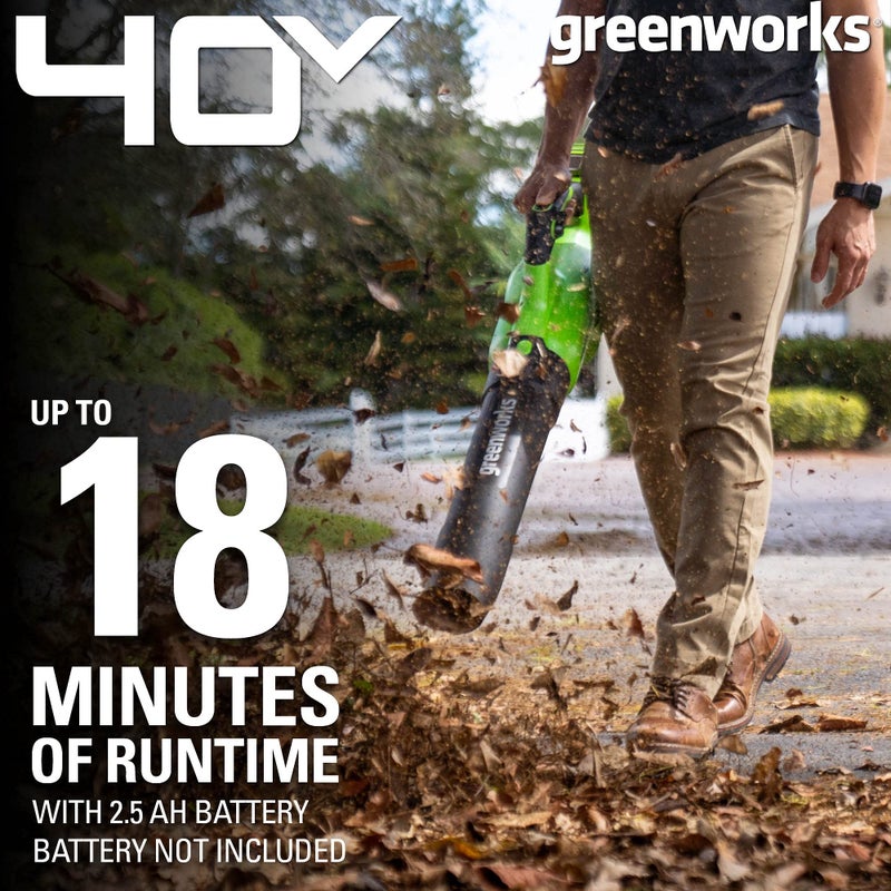 Greenworks منفاخ أوراق محوري لاسلكي Greenworks 40V (120 ميل في الساعة / 500 قدم مكعب في الدقيقة / 75+ أدوات متوافقة) ، أداة فقط - Image 3